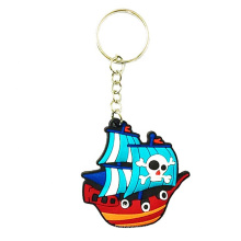 Fabrikpreis beste Qualität benutzerdefinierte Logo Blue Carton Pirate Ship Gummi PVC Schlüsselkette